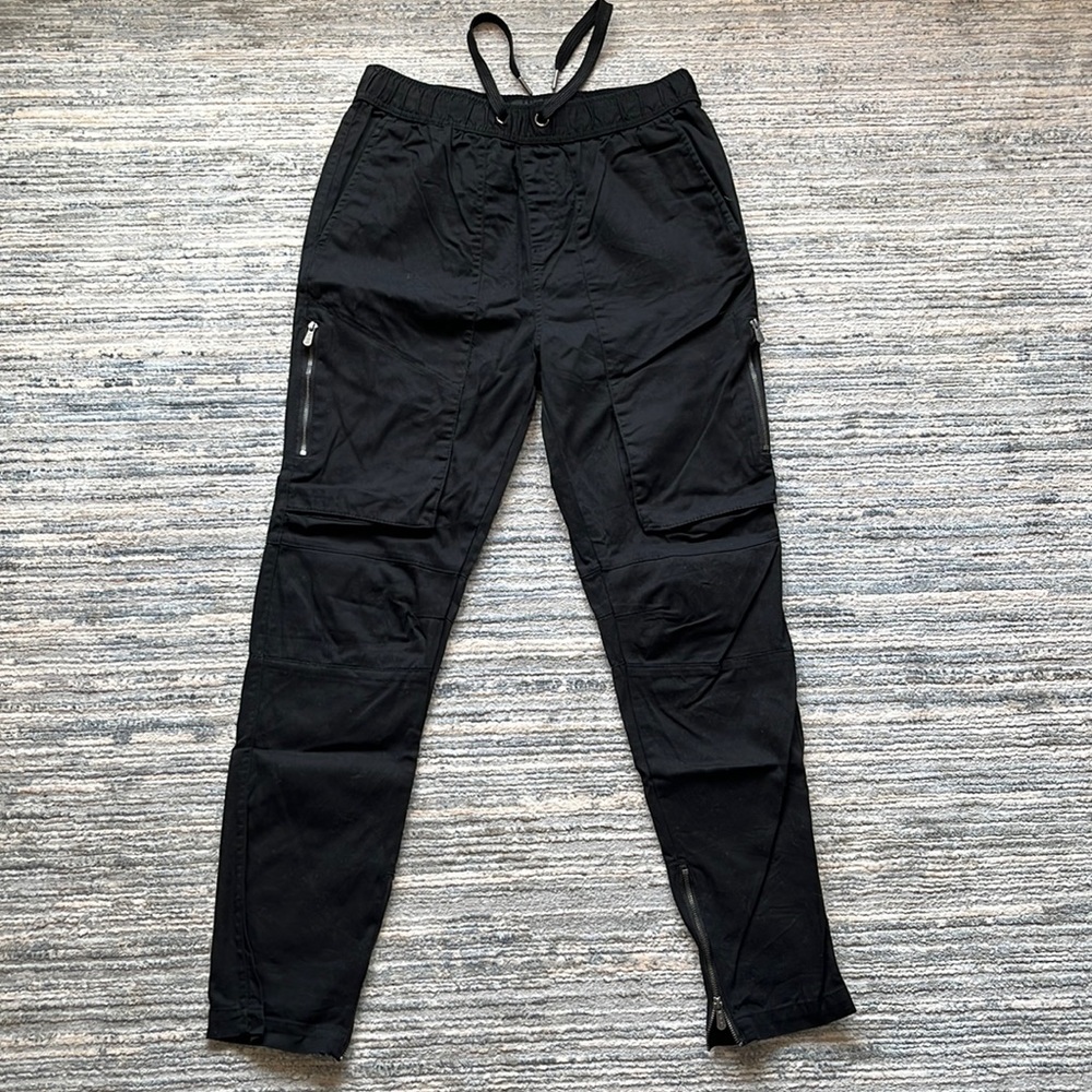 CSG Black Cargo Jogger Zipper Pants